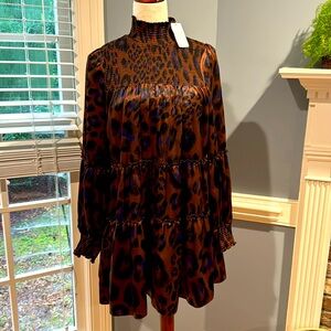 New with tags Karlie leopard silky dress boho satin